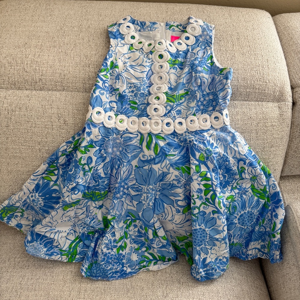 Lilly Pulitzer Blue and Green Floral Kids Dress